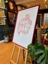 Load image into Gallery viewer, Fundraising A1 Screenprint - Framed, oxblood / pink