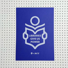 Load image into Gallery viewer, P+C's x BCT LIBRARIES protest screenprint, A3 cobalt
