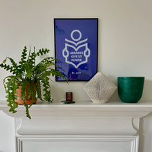 Load image into Gallery viewer, P+C's x BCT LIBRARIES protest screenprint, A3 cobalt