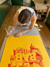 Load image into Gallery viewer, YES BAB A1 Screenprint - Framed, citrine / tomato