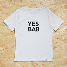 Load image into Gallery viewer, YES BAB white adult tee