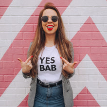 Load image into Gallery viewer, YES BAB white adult tee