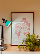 Load image into Gallery viewer, Fundraising A1 Screenprint - Framed, oxblood / pink