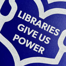 Load image into Gallery viewer, P+C&#39;s x BCT LIBRARIES protest screenprint, A3 cobalt