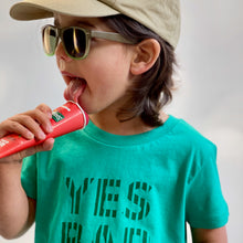 Load image into Gallery viewer, YES BAB striped emerald kids tee