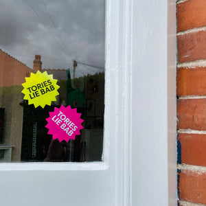 TORIES LIE BAB re-useable window stickers