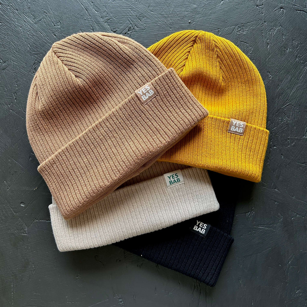 YES BAB narrow rib organic beanie