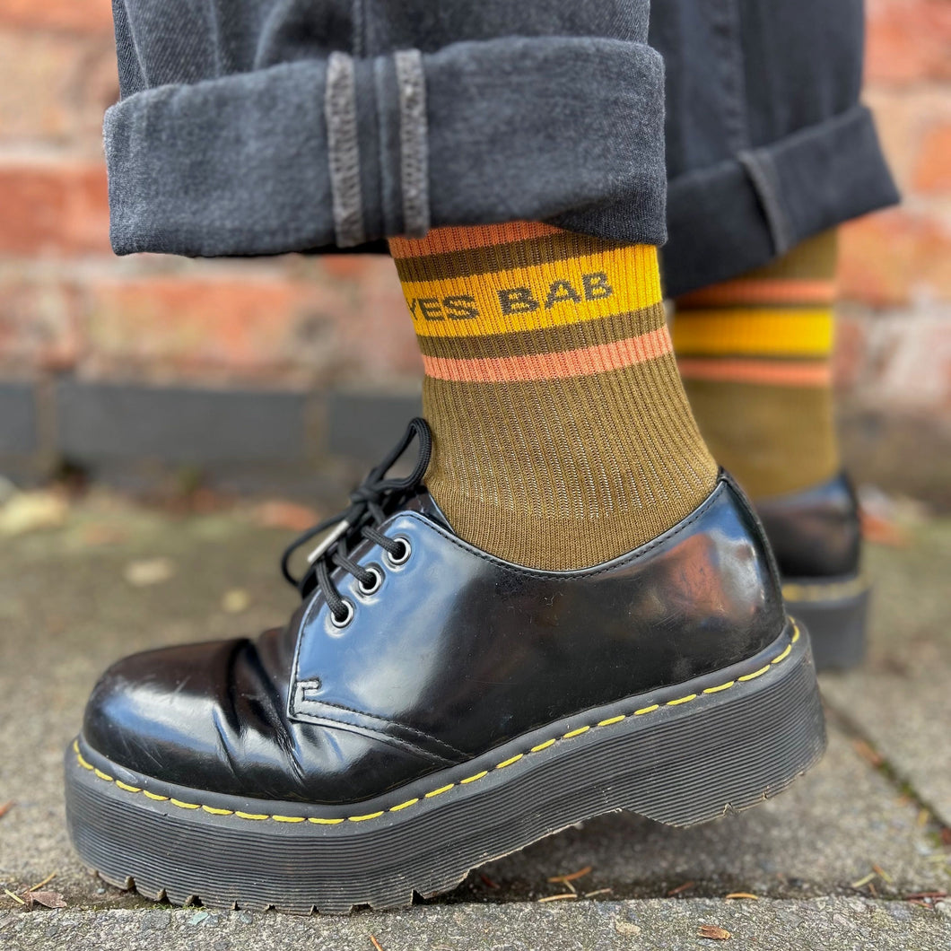 *New!* YES BAB olive sports sock