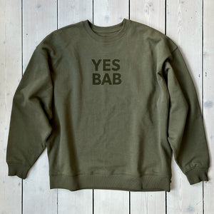 **New!** YES BAB washed khaki oversize sweat