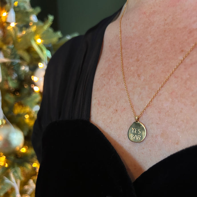 **New!** YES BAB droplet gold pendant