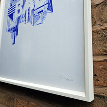 Load image into Gallery viewer, Fundraising A1 Screenprint - Framed, white / cobalt