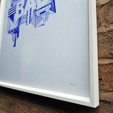 Load image into Gallery viewer, YES BAB A1 Screenprint - Framed, white / cobalt