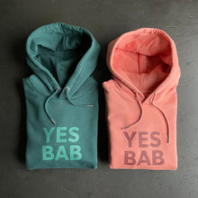 Load image into Gallery viewer, YES BAB organic teal hoodie