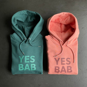 YES BAB organic teal hoodie