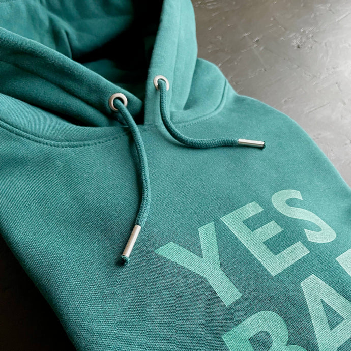 YES BAB organic teal hoodie